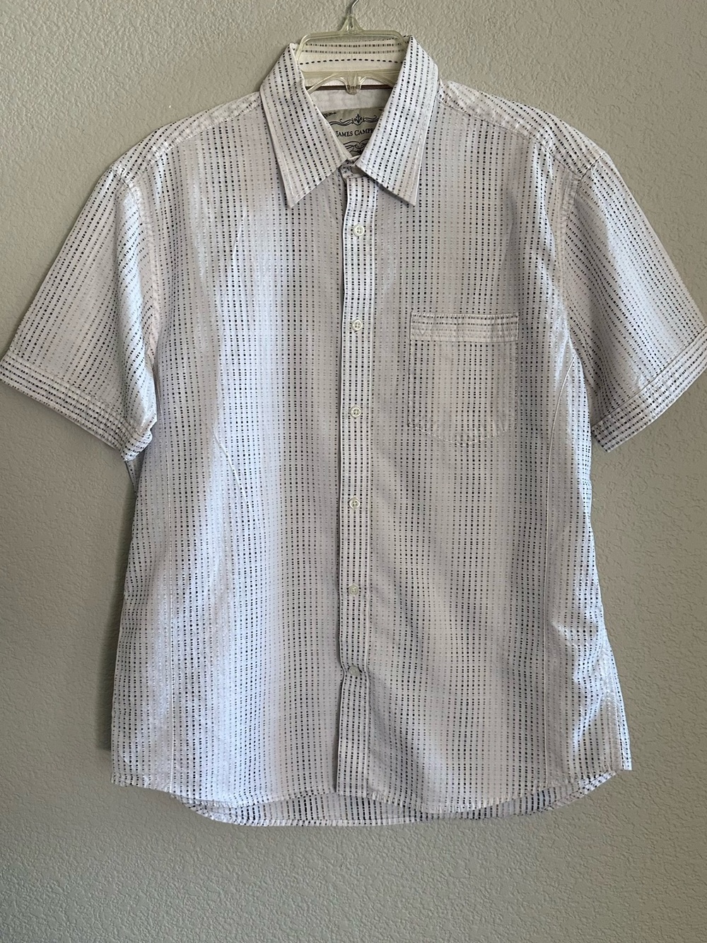 James Campbell White Short-Sleeve Button-Down with Black Dot Grid